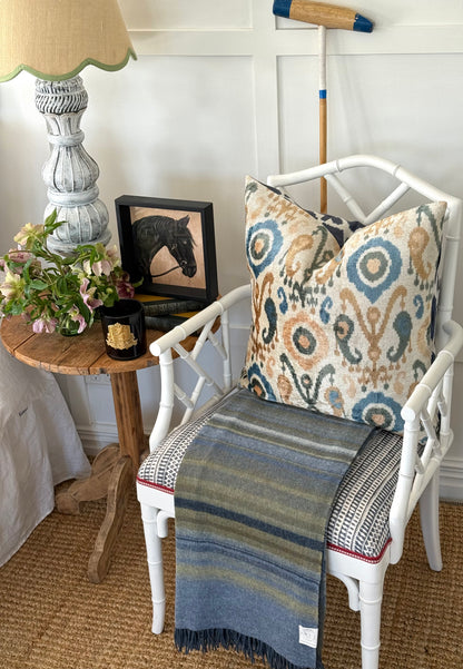Ombre Avocado &amp; Blue Merino Throw