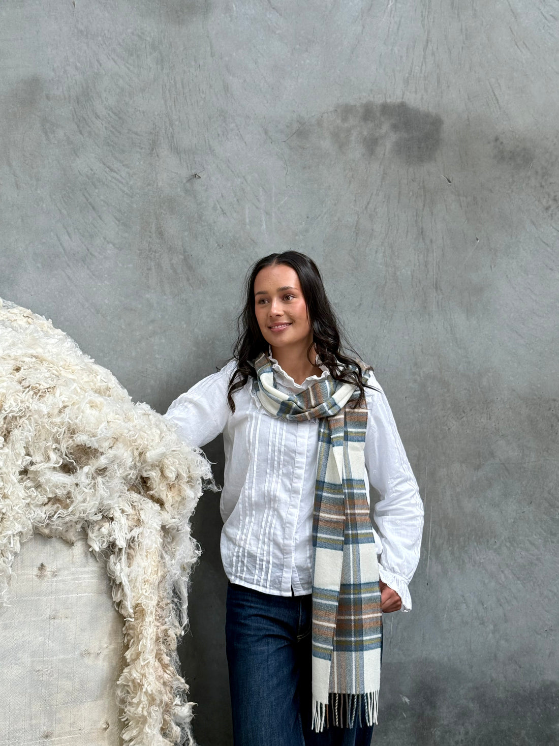 Muted Blue Stewart 100% Merino Scarf