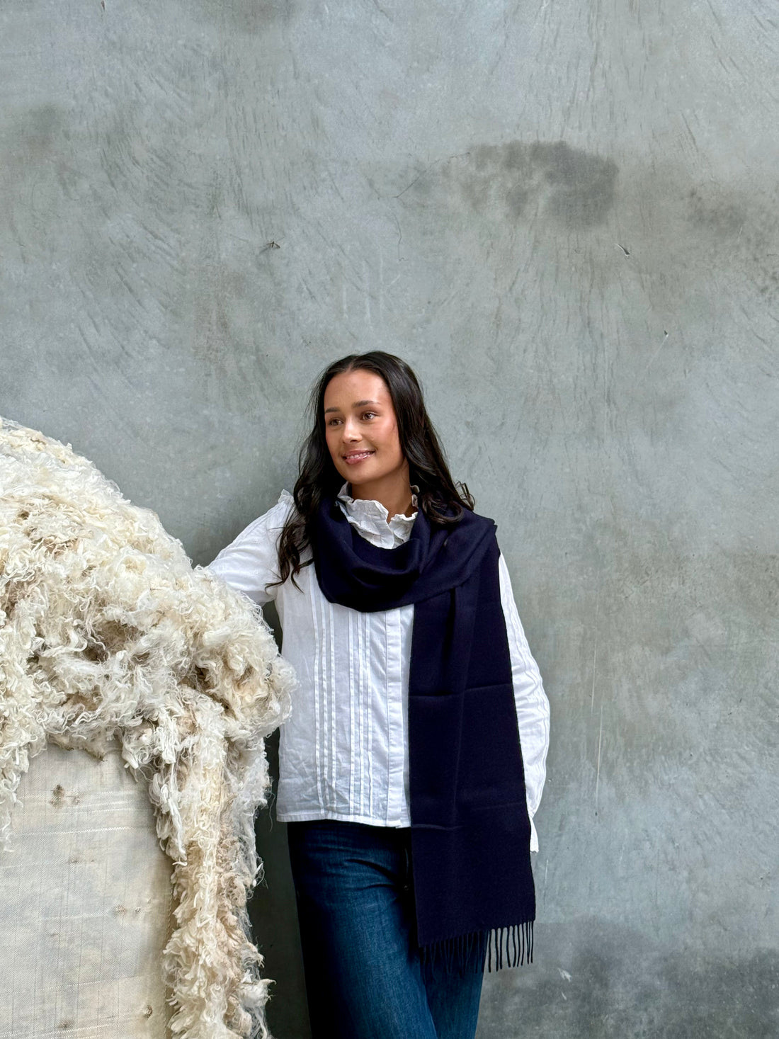 Navy 100% Merino Scarf