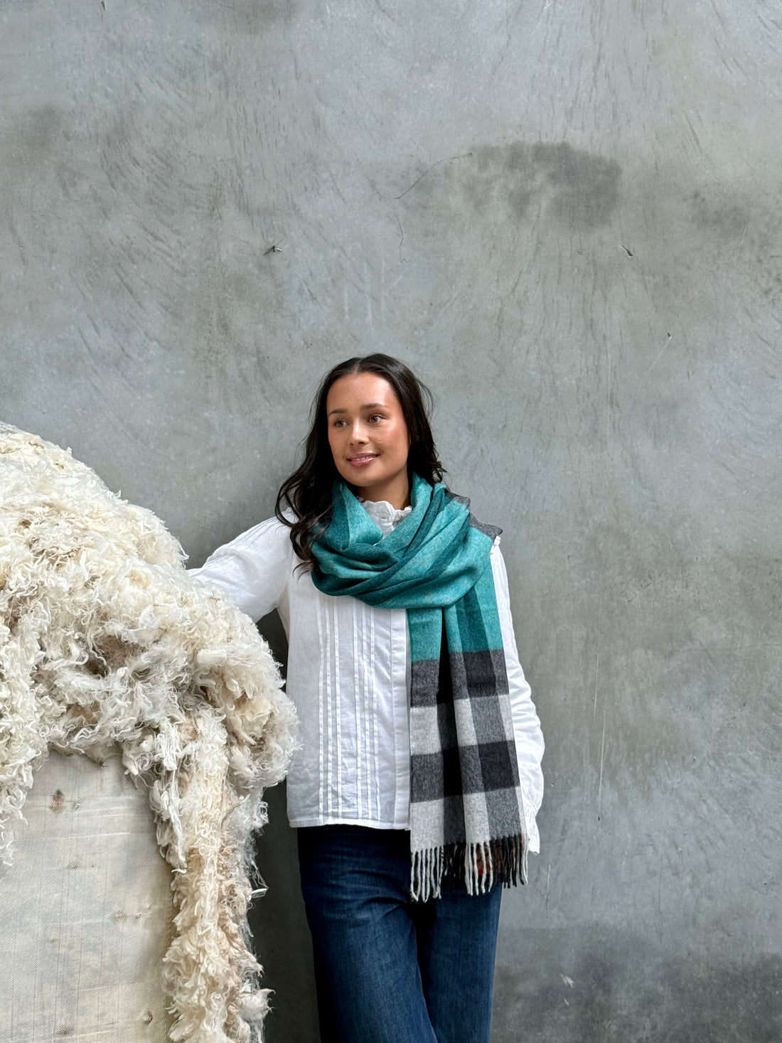 Trinity Teal 100% Merino Oversized Scarf