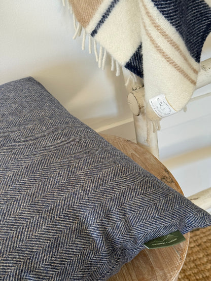 The Heritage Cushion Cover - Herringbone Denim