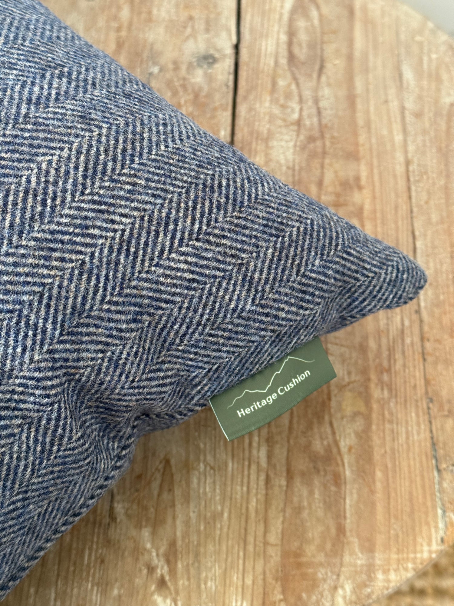 The Heritage Cushion Cover - Herringbone Denim