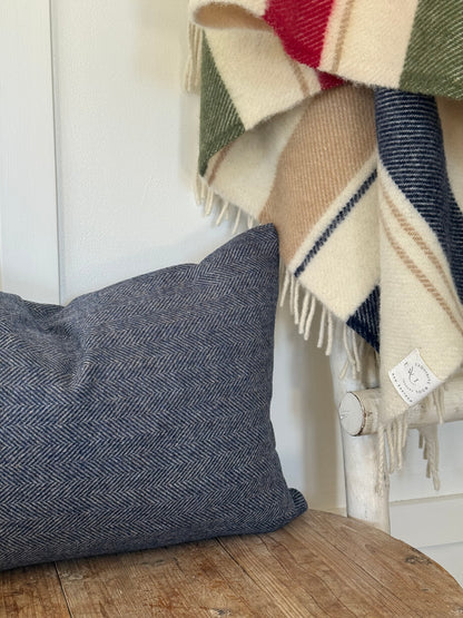 The Heritage Cushion Cover - Herringbone Denim