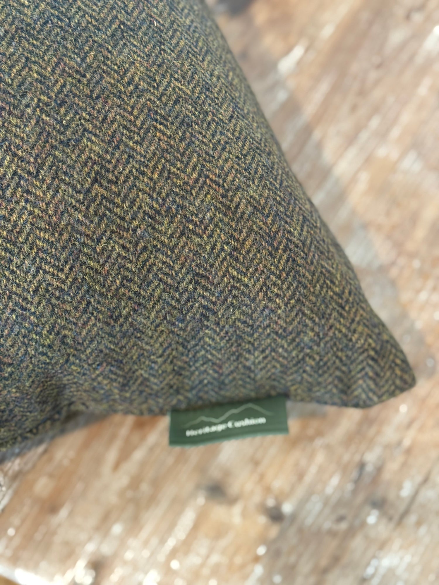 The Heritage Cushion - Herringbone Dark Green
