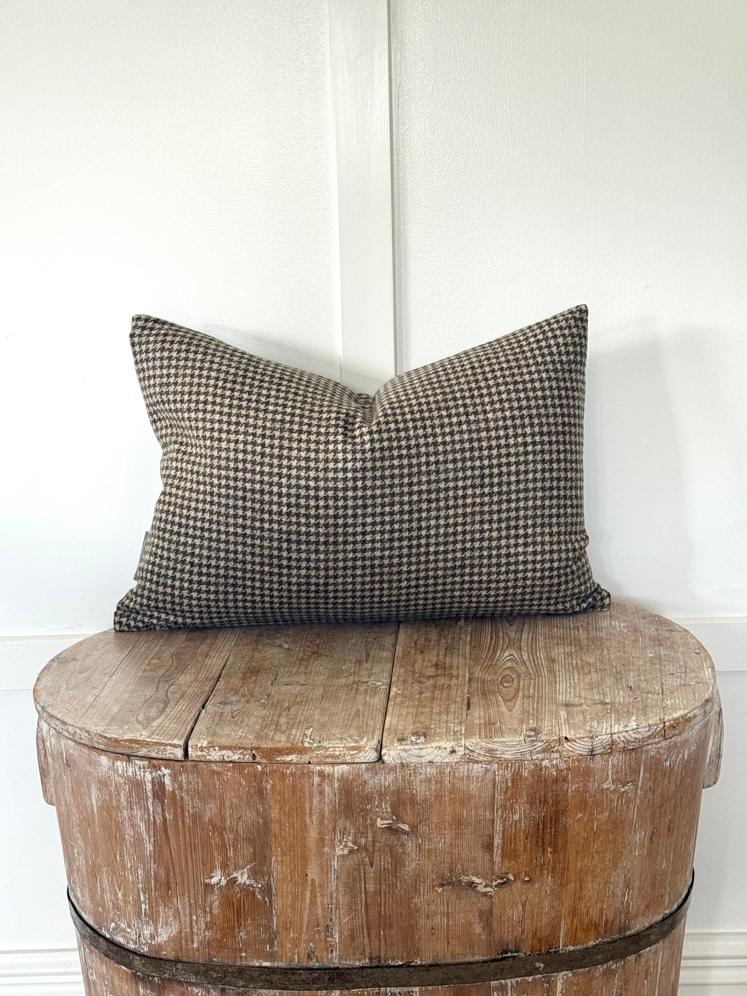 The Heritage Cushion - Hounstooth Camel and Chocolate