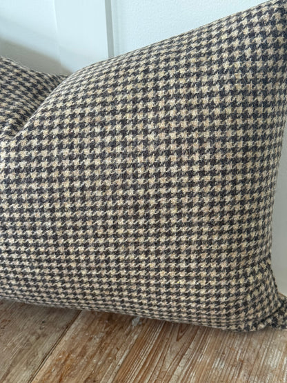 The Heritage Cushion - Hounstooth Camel and Chocolate