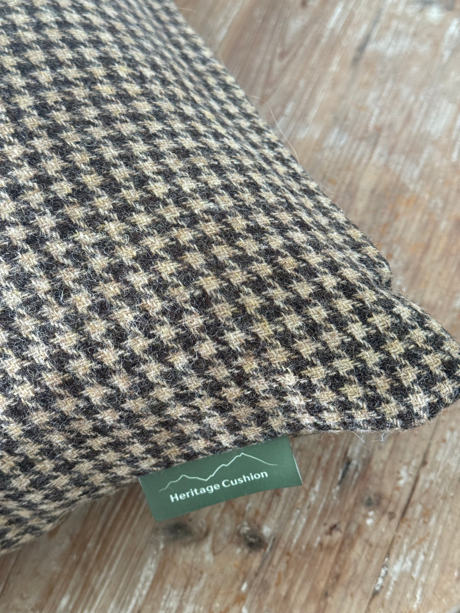The Heritage Cushion - Hounstooth Camel and Chocolate