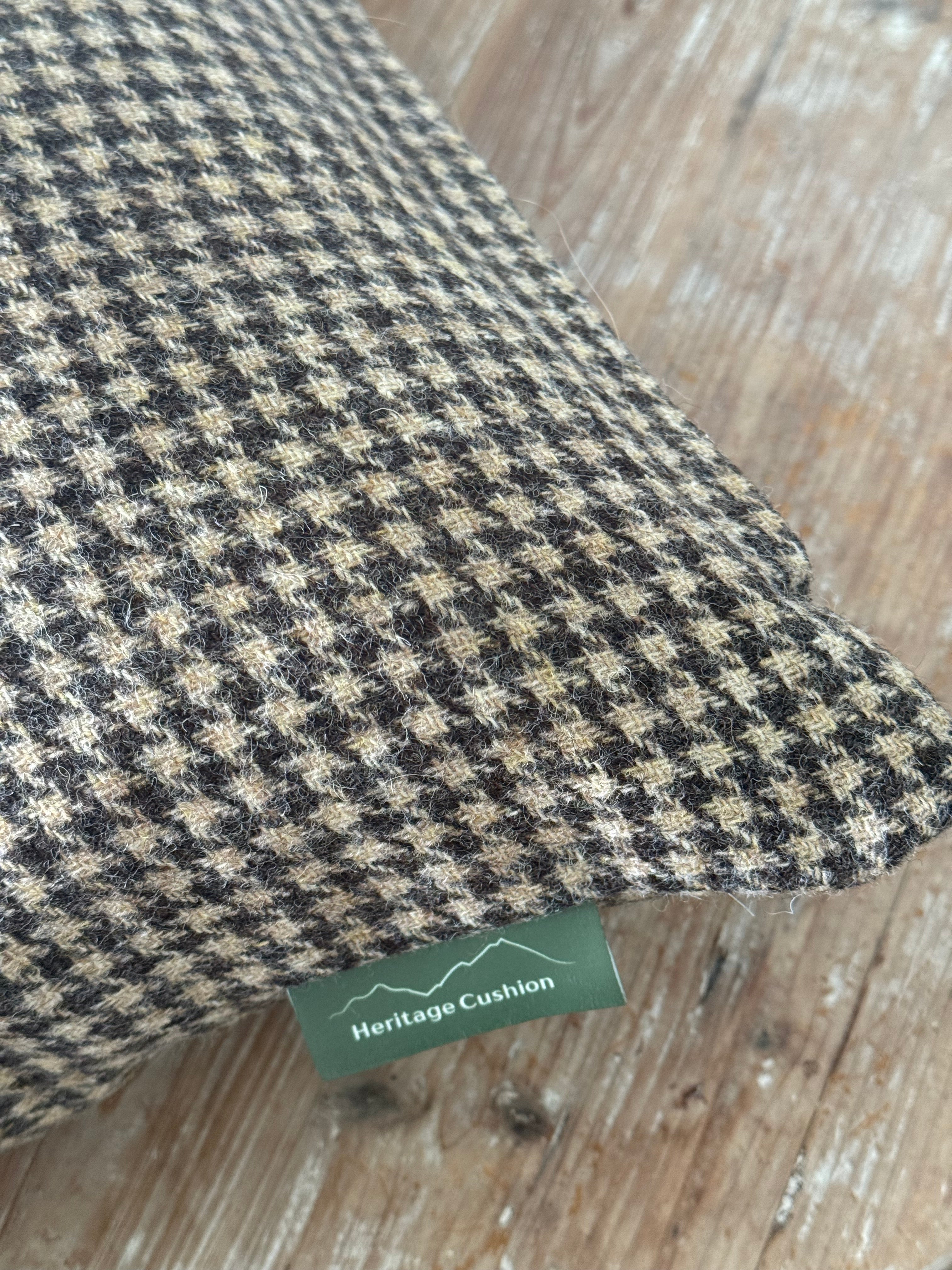 The Heritage Cushion - Hounstooth Camel and Chocolate