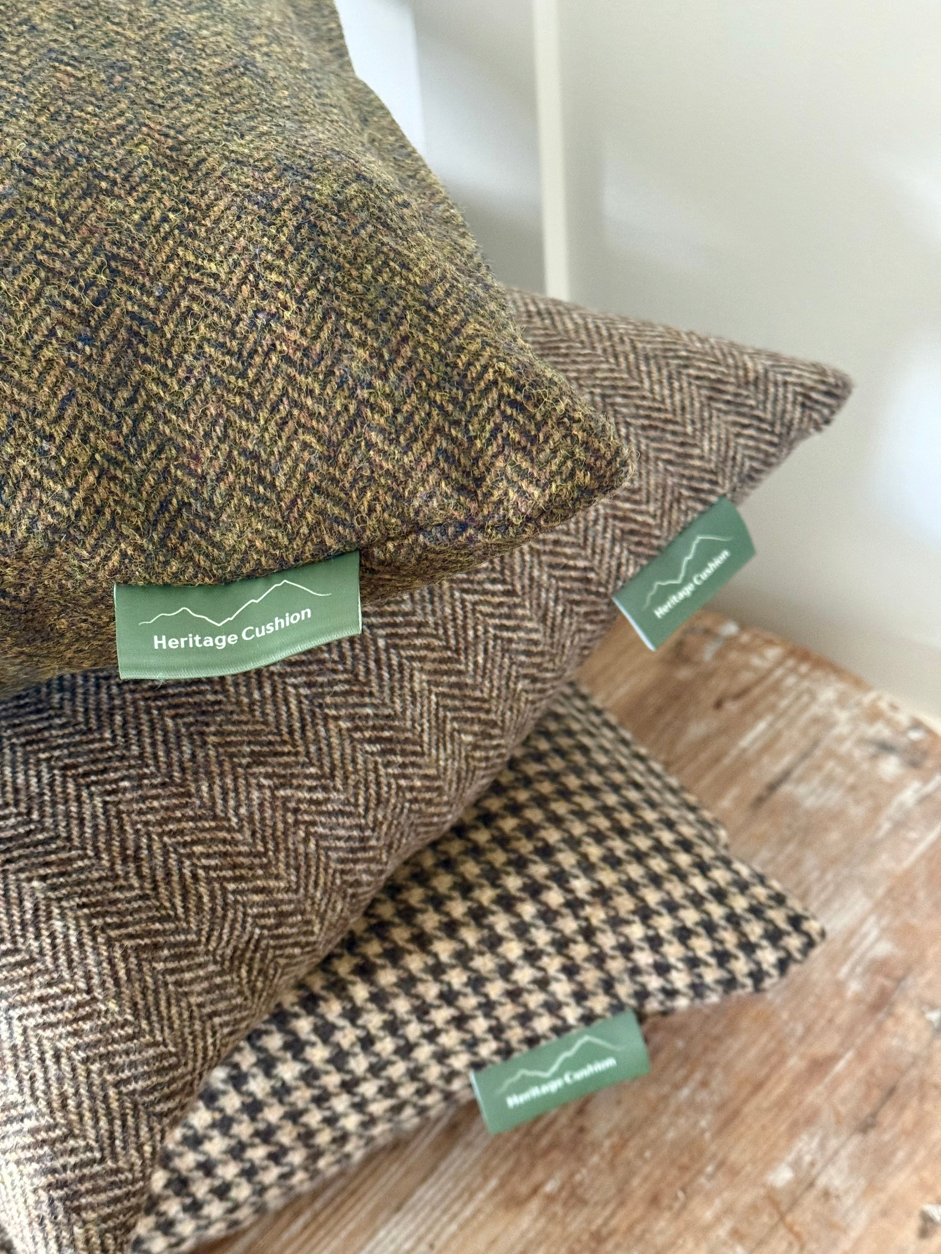 The Heritage Cushion - Hounstooth Camel and Chocolate
