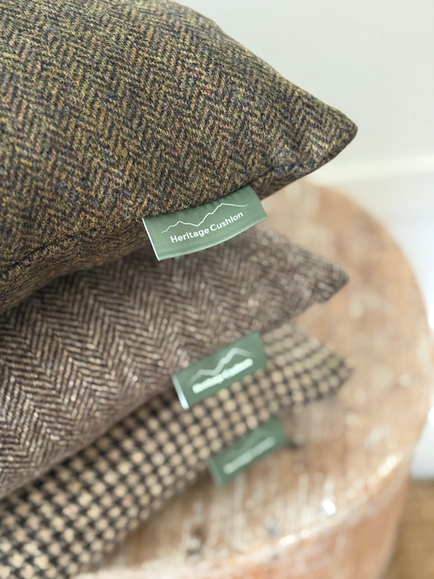 The Heritage Cushion - Hounstooth Camel and Chocolate