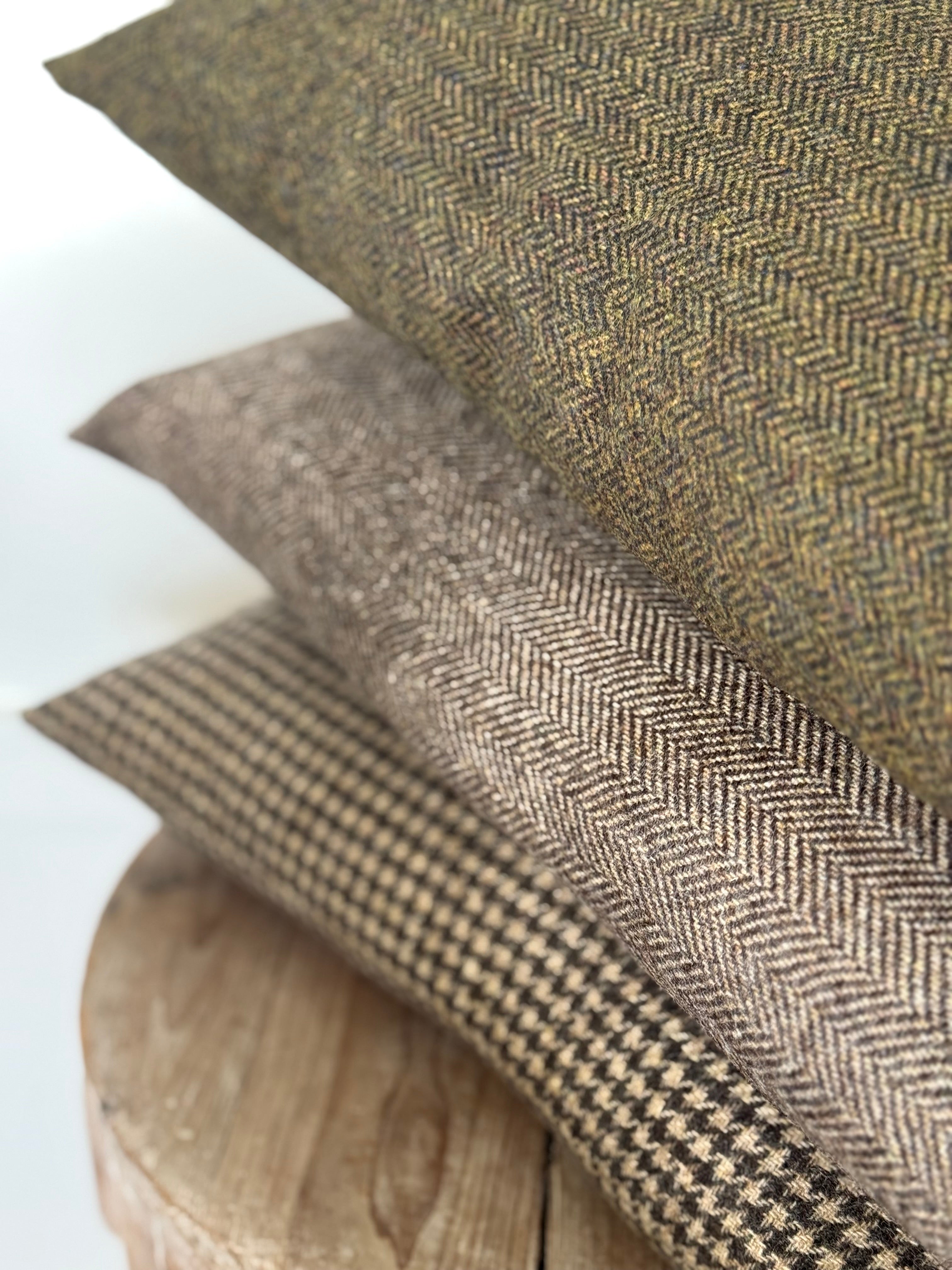 The Heritage Cushion - Hounstooth Camel and Chocolate