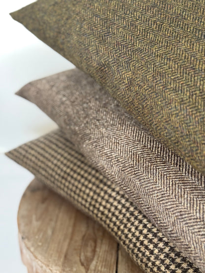 The Heritage Cushion - Hounstooth Camel and Chocolate