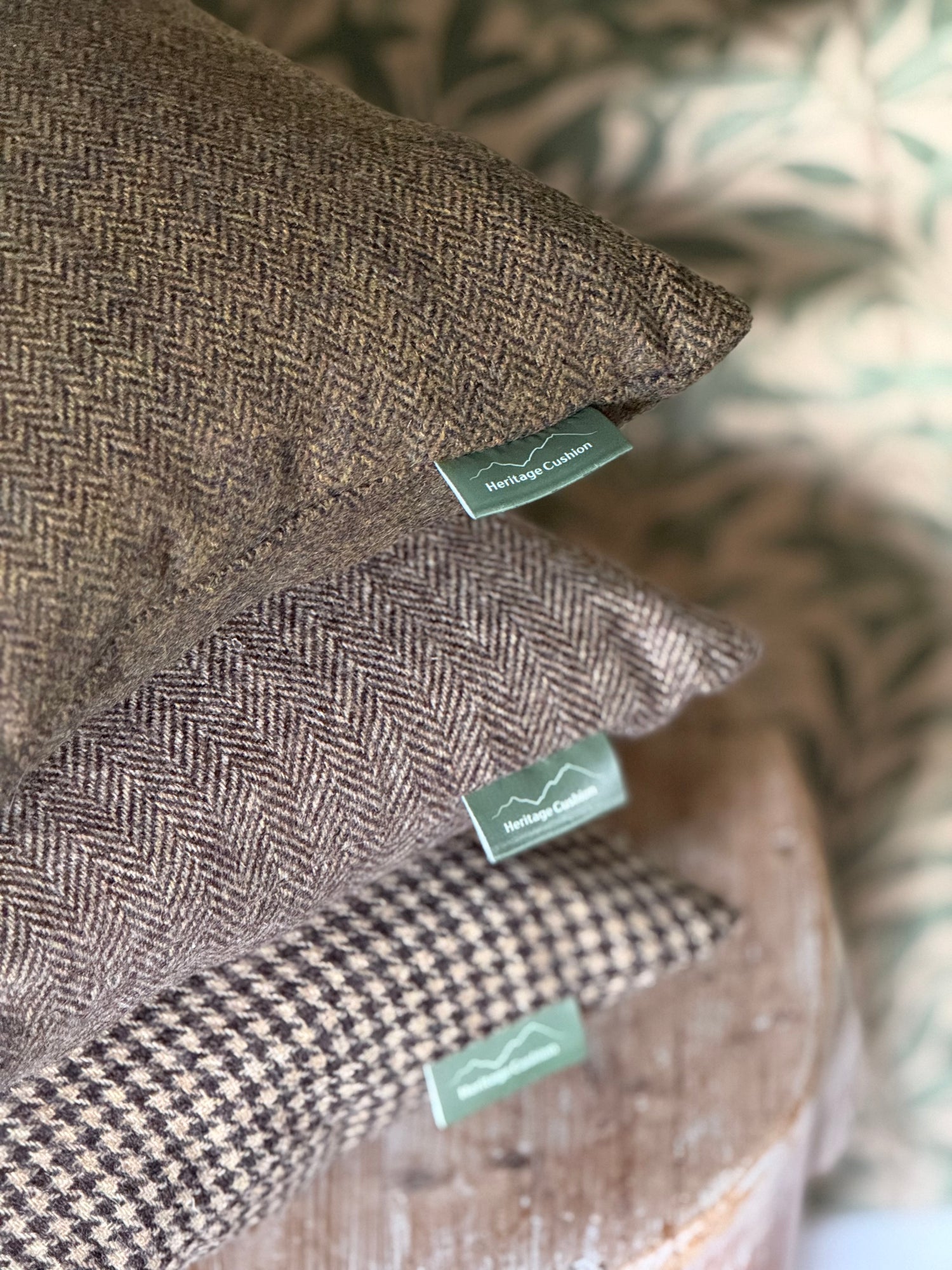 The Heritage Cushion - Hounstooth Camel and Chocolate
