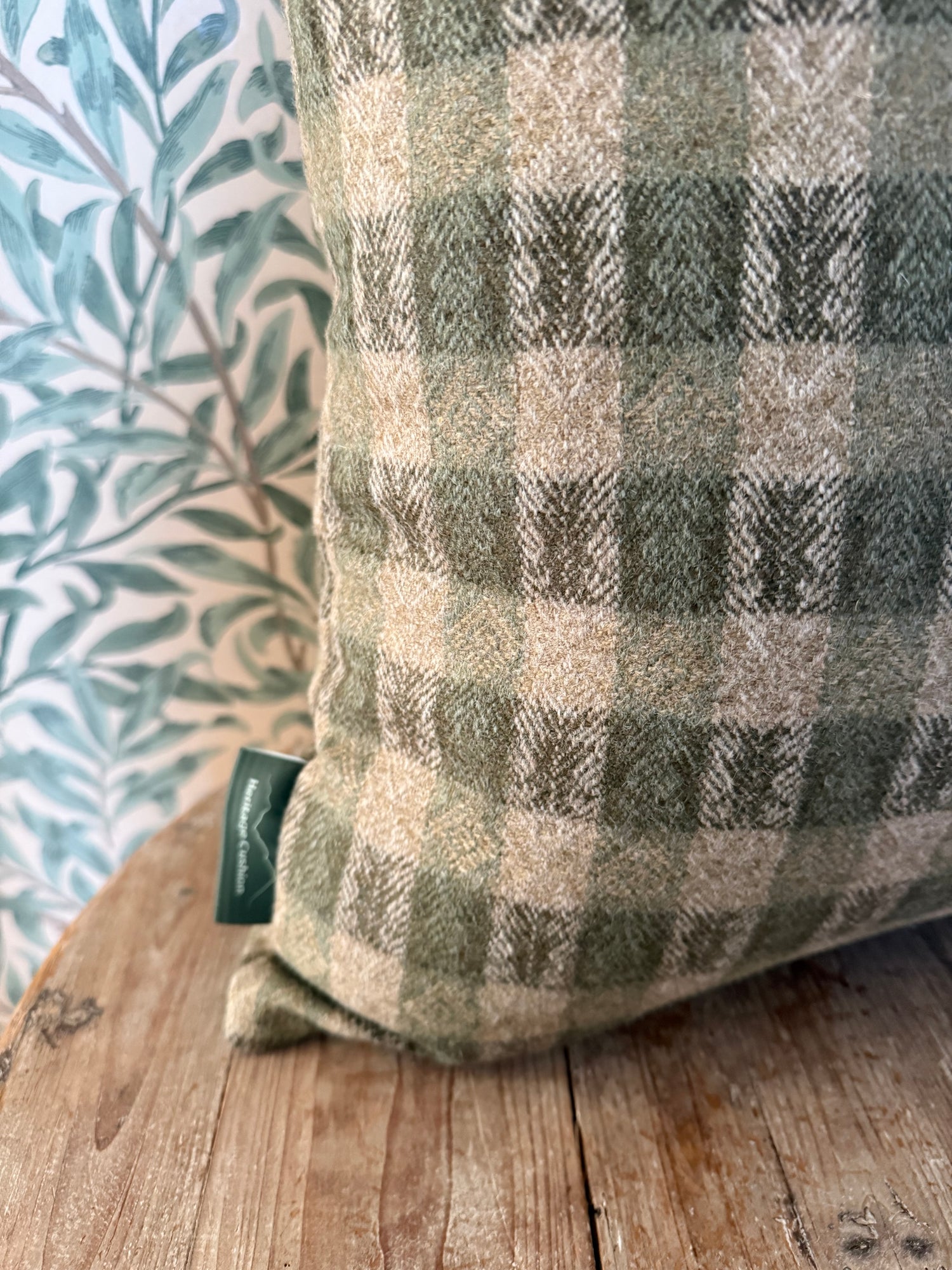 The Heritage Cushion Cover - Oakes Sage &amp; Red