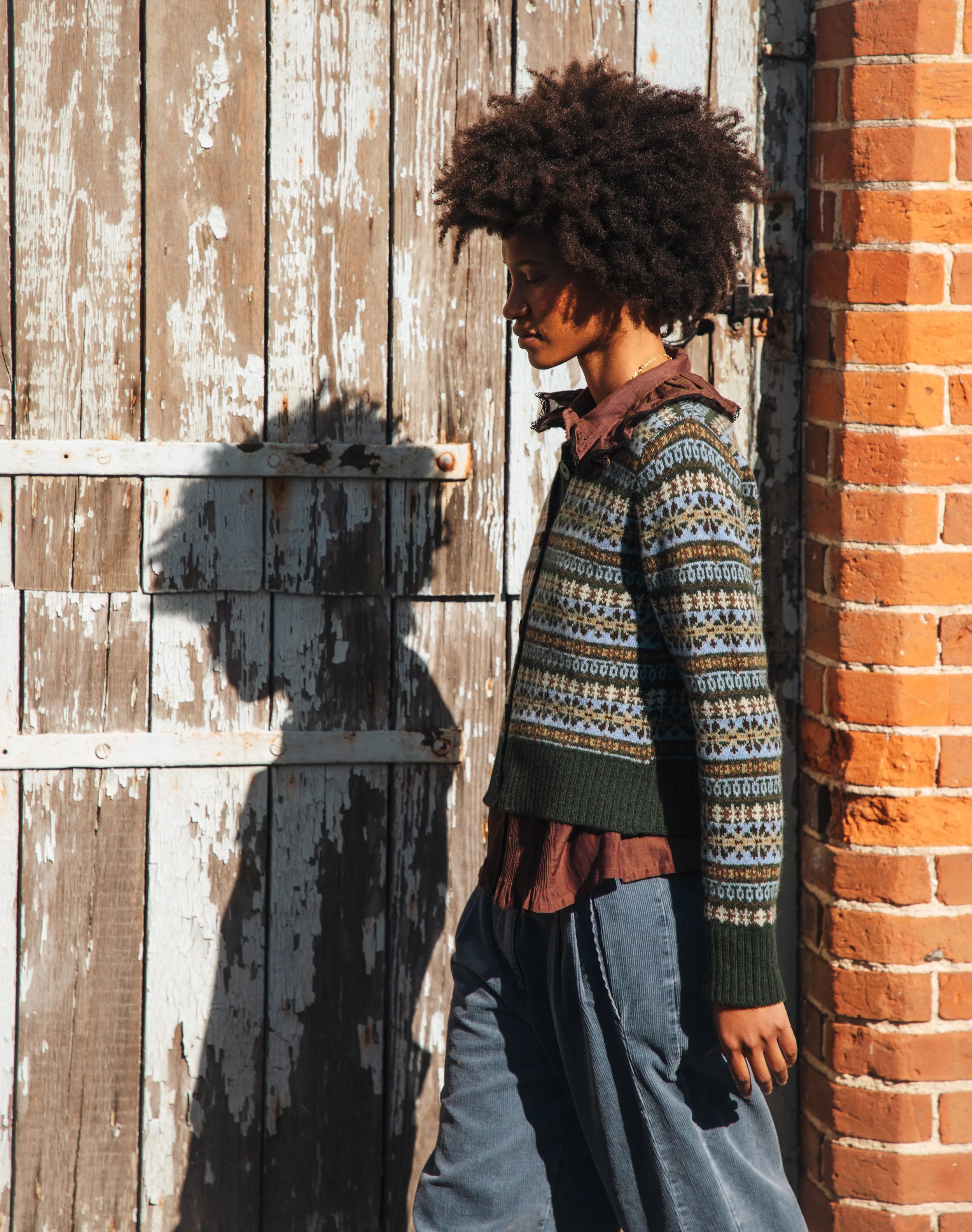 Brora Merino Lambswool Fair Isle Cardigan - Kelp