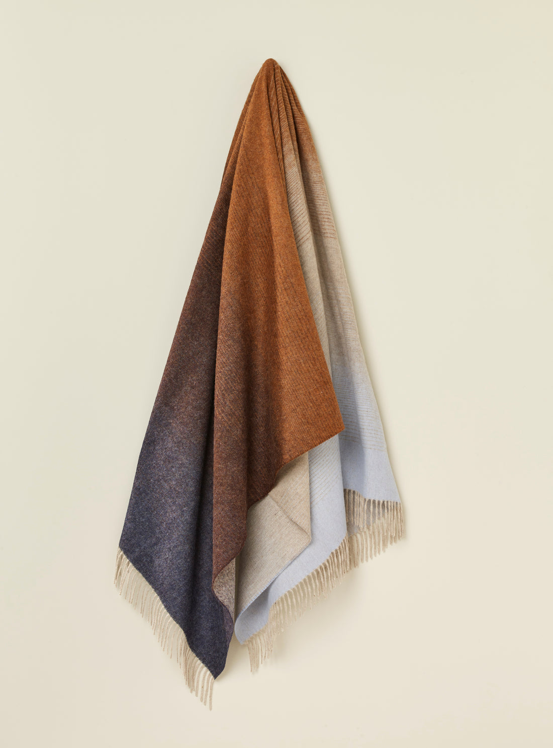 Ombre Stripe Navy &amp; Rust 100% Merino Throw