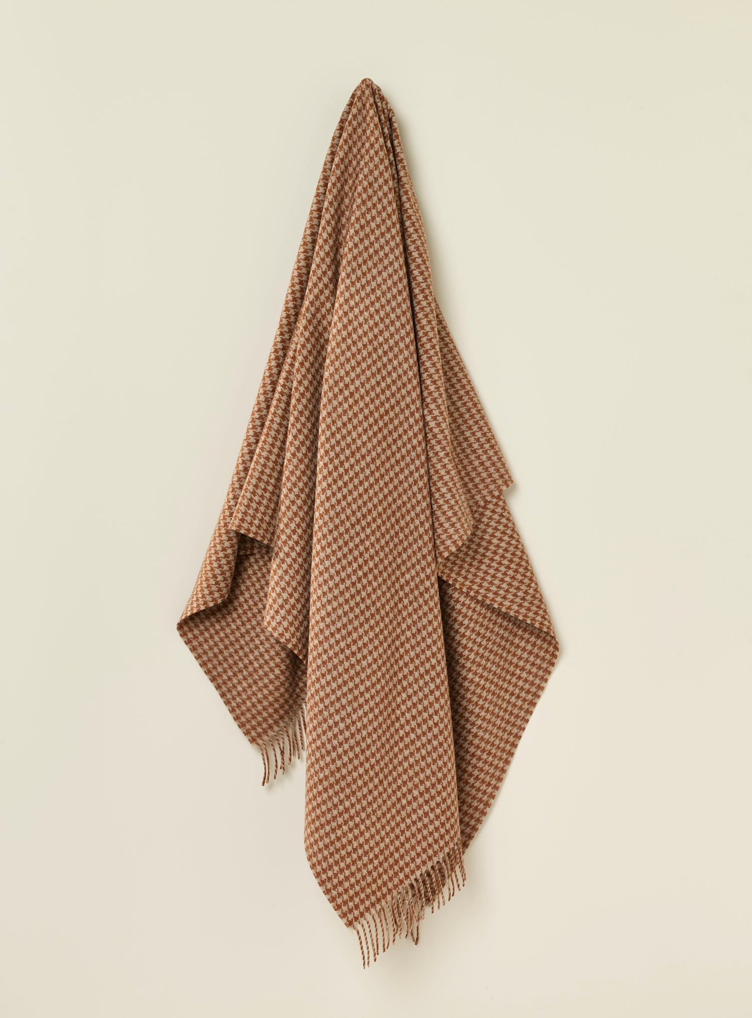 Houndstooth Rust &amp; Camel 100% Merino Throw
