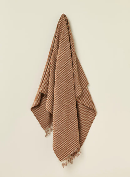 Houndstooth Rust &amp; Camel 100% Merino Throw
