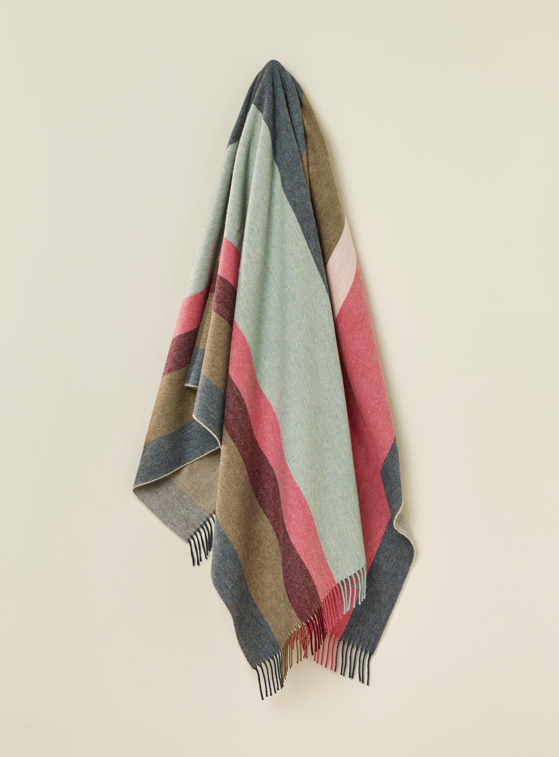 Block Stripe Pink &amp; Green 100% Merino Throw