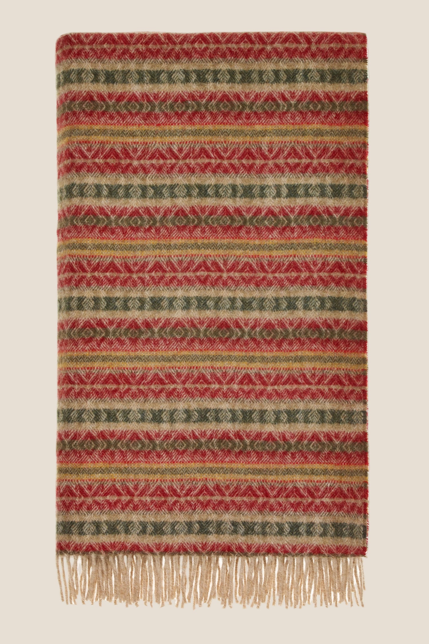 Ayr Red and Olive NZ Wool Throw