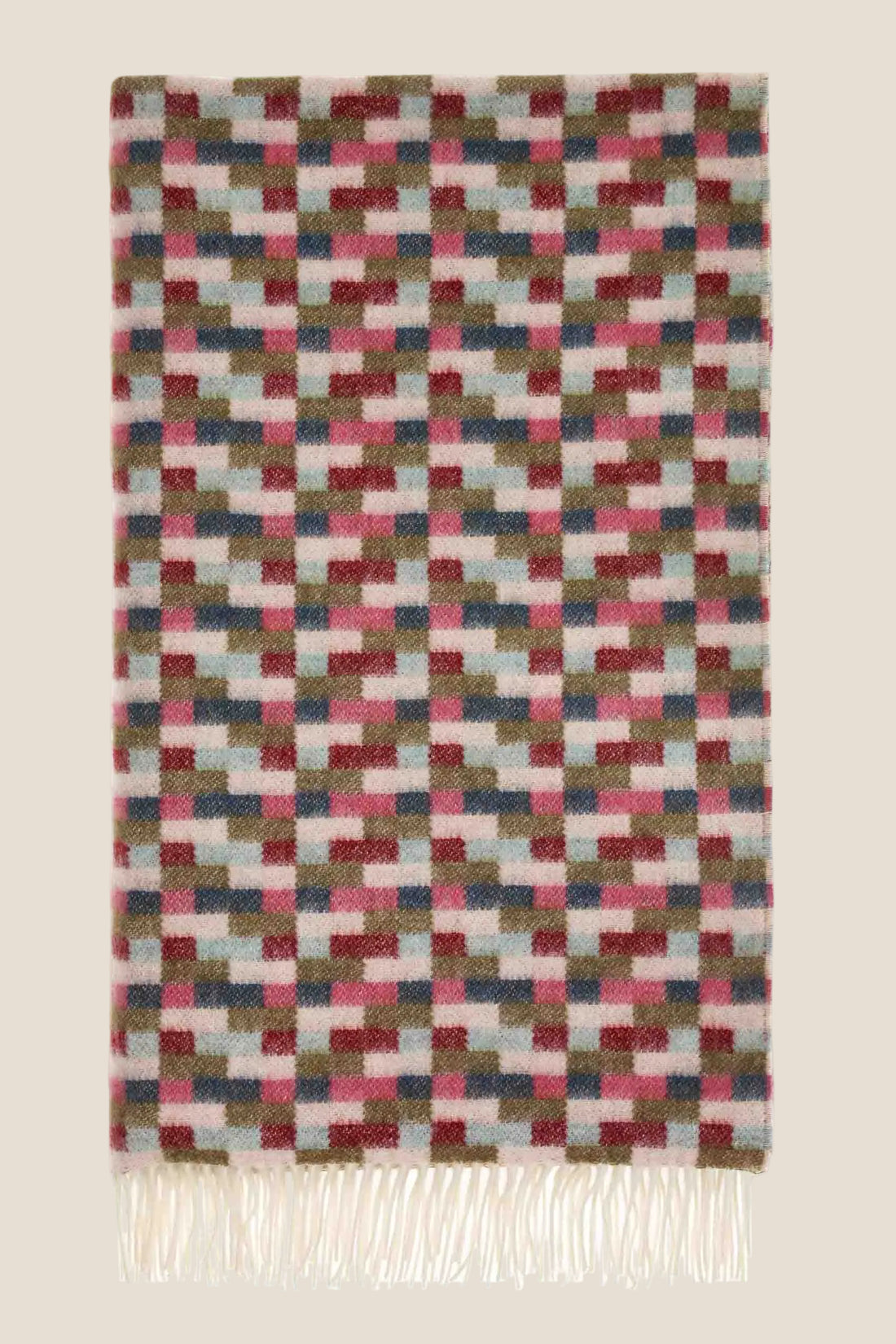 Bricks Pink &amp; Khaki 100% Merino Throw