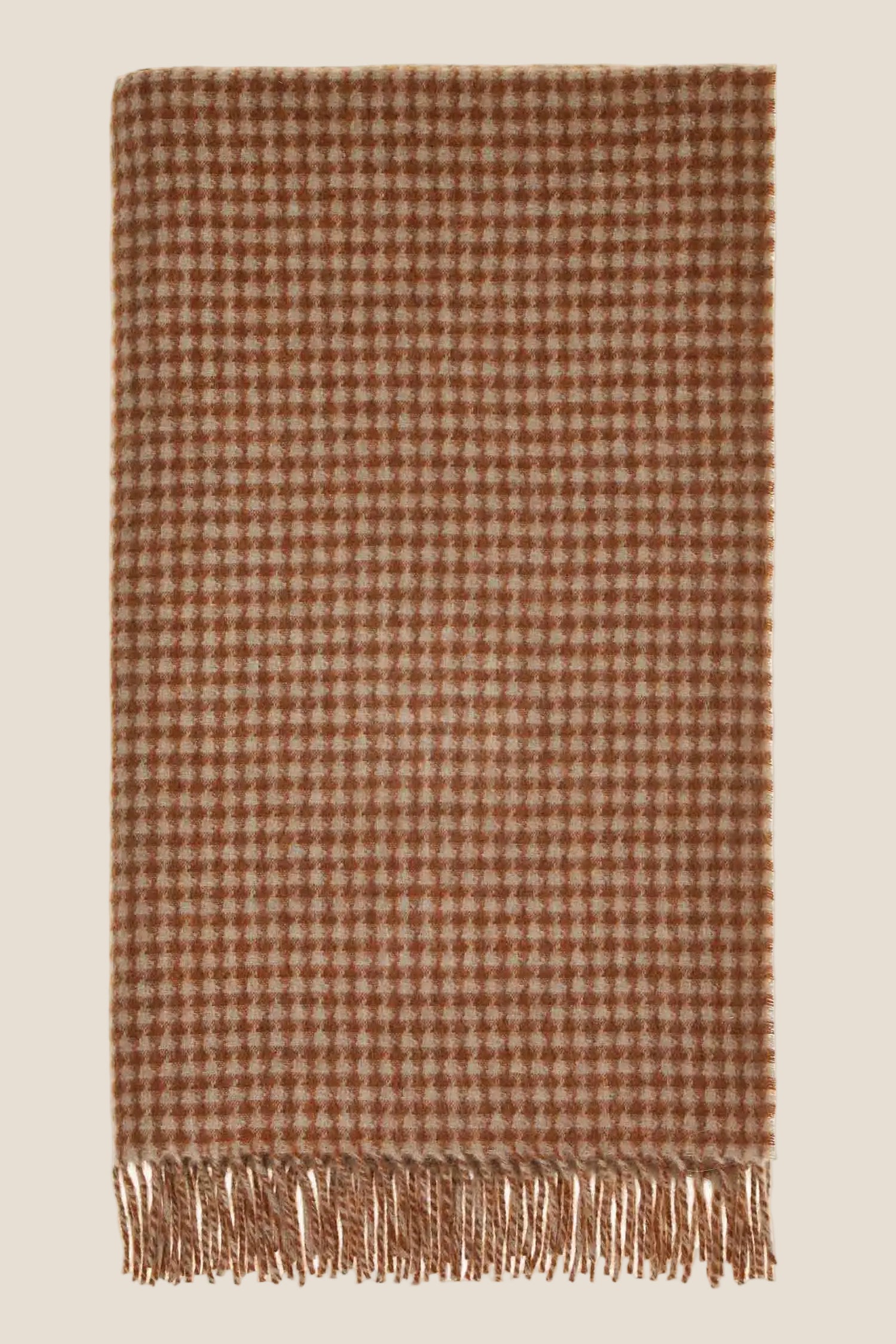 Houndstooth Rust &amp; Camel 100% Merino Throw