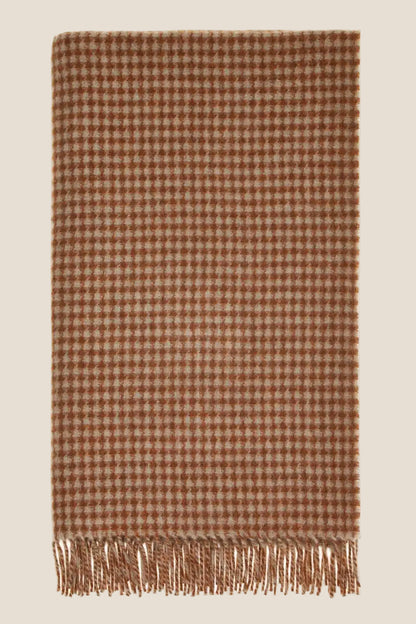 Houndstooth Rust &amp; Camel 100% Merino Throw