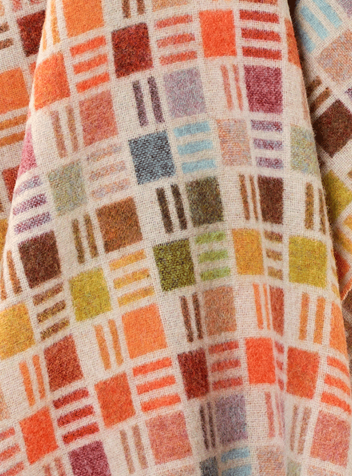 Ribbon Multi 100% Beige Merino Throw - Exquisite Wool Traders