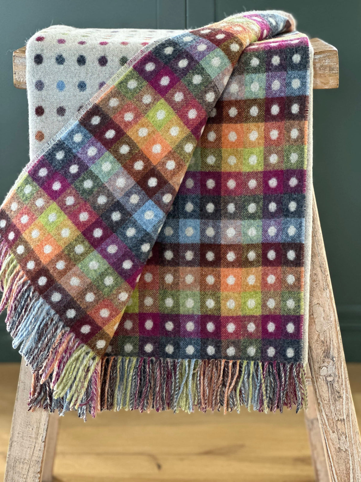 Multi Spot Beige 100% Merino Throw - Exquisite Wool Traders