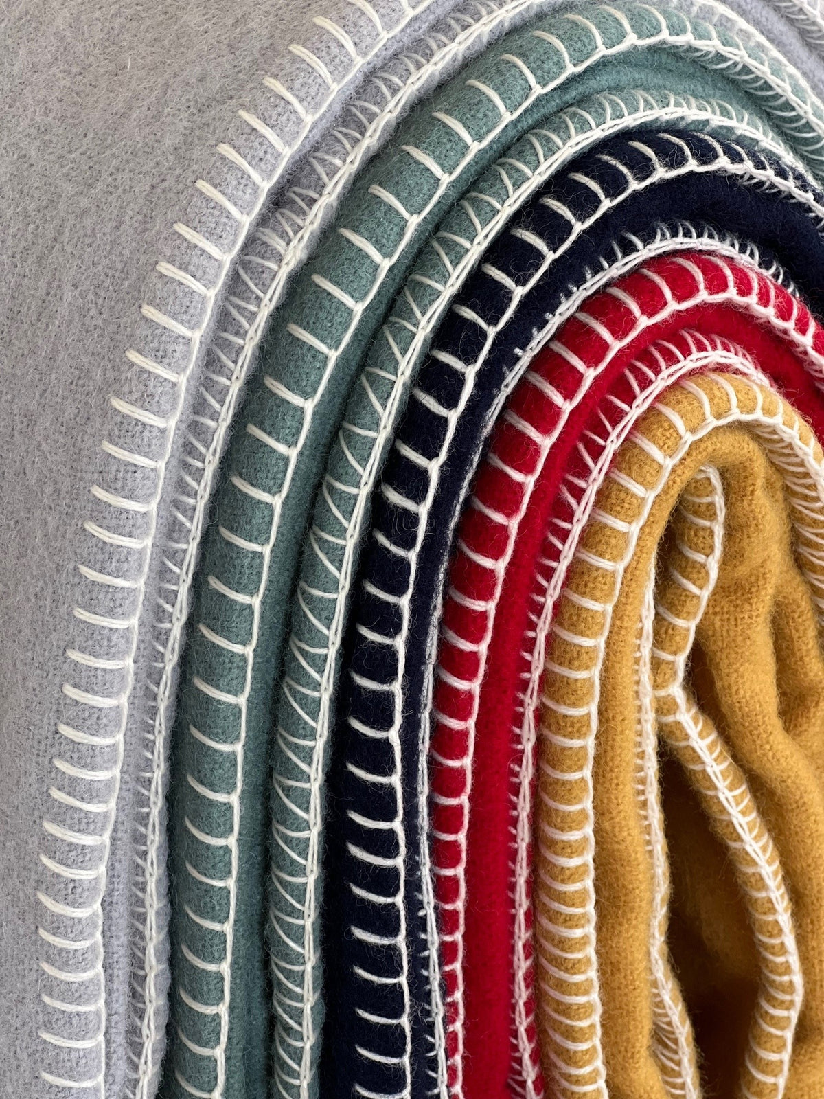 Ochre NZ Wool Blanket Stitch Throw - Exquisite Wool Traders
